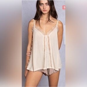 Elegant POL Lace Trim Beige Camisole